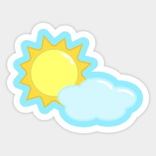 Cute Sun and Cloud Weather Icon in Light Blue Sticker